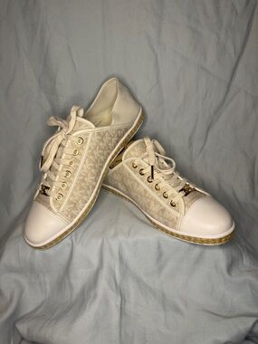 Michael Kors MK Logo Sneakers Beige/White Size 8.5M